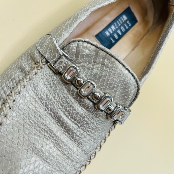 Stuart Weitzman Gold Leather Loafers Size 8.5 - Picture 8 of 9